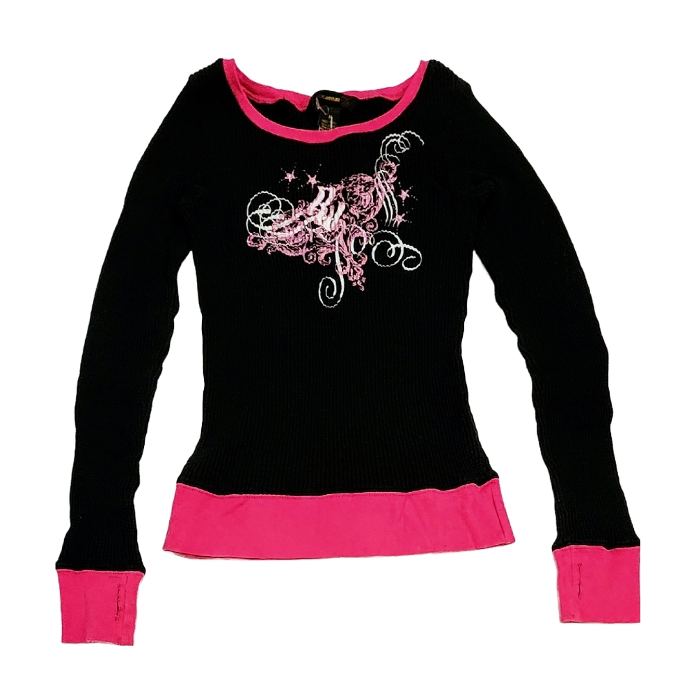 Rocawear Sweater Long Sleeve Shirt Club Pink Black Logo Medium
